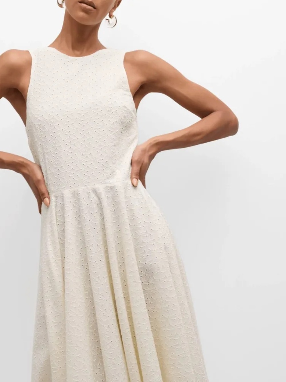 Frame White Broderie Anglaise Cotton Eyelet Midi Dress - Picture 2 of 7